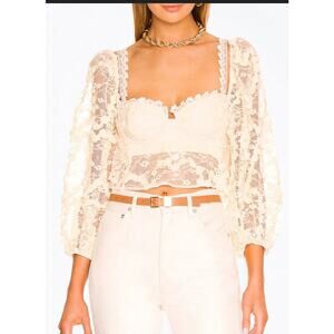 For Love & Lemons Ysabelle Lace Crop Top Size: L